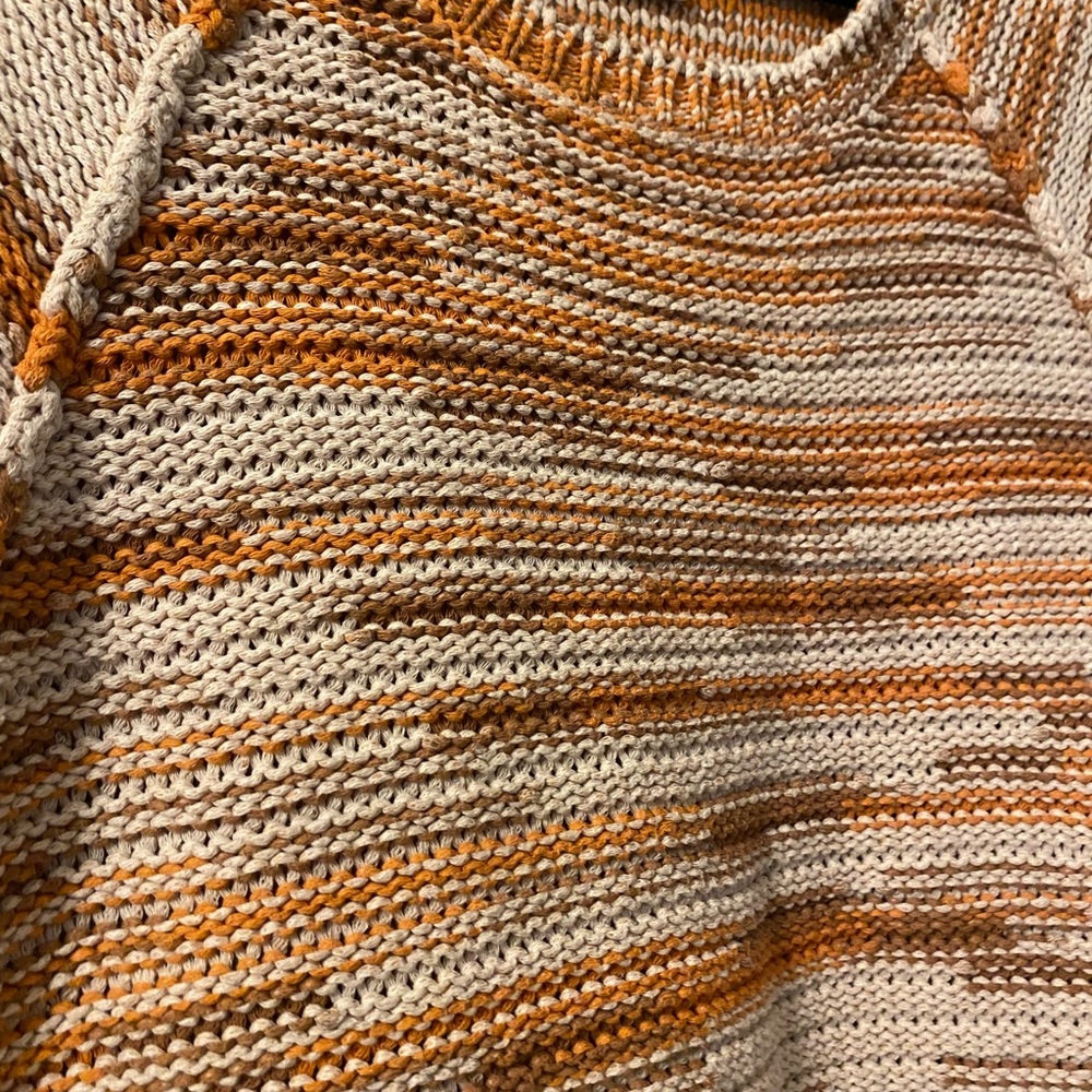 Maeve by Anthropologie Large Orange and Cream Knit Abstract Terracotta Vibes Top - Picture 2 of 4